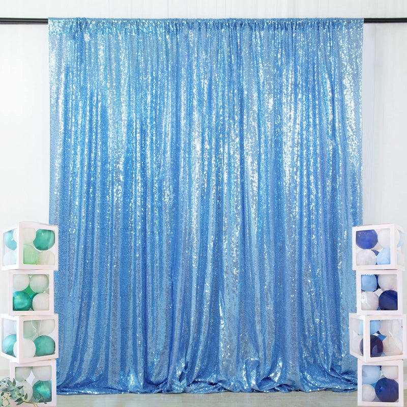 ShiDianYi 4FTX6FT-Baby Blue-Sequin Photo Backdrop,Party/Prom Photography Background,Wedding Photo Booth, Glitter Backdrop for Birthday Party Baby Shower - Image 1